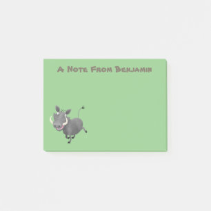 Funny african warthog pig cartoon illustration post-it notes