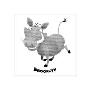 Funny african warthog pig cartoon illustration rubber stamp