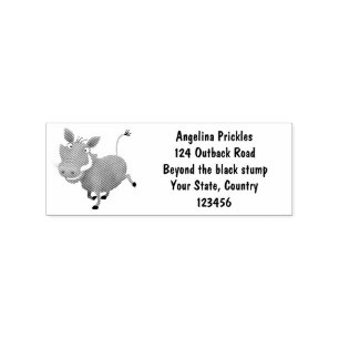 Funny african warthog pig cartoon illustration rubber stamp