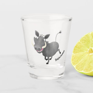 Funny african warthog pig cartoon illustration shot glass