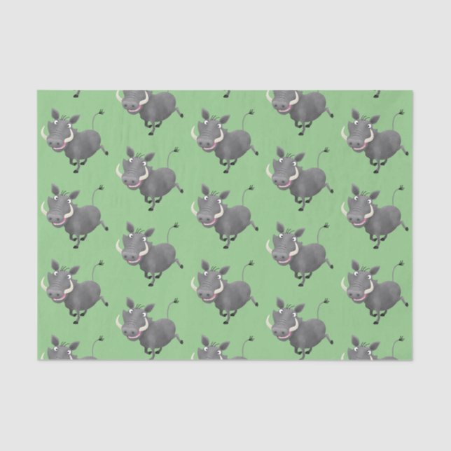 Funny african warthog pig cartoon illustration tissue paper (Front)