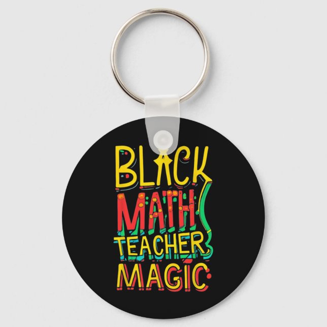 Funny Afro American Math Teacher Magic Black Histo Key Ring (Front)