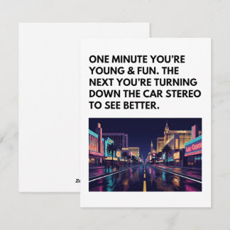 Funny Aging Birthday Card Turning Stereo Down