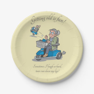 Funny Aging Over the Hill Old Woman Birthday Paper Plate