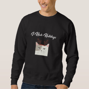 Funny Agitated Cat I Hate Holidays Forced To Wear Sweatshirt
