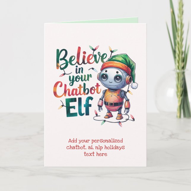 Funny Ai Chatbot Elf Greeting Card Corporate (Front)