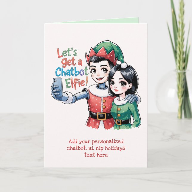 Funny Ai Chatbot Elf Greeting Card Corporate (Front)