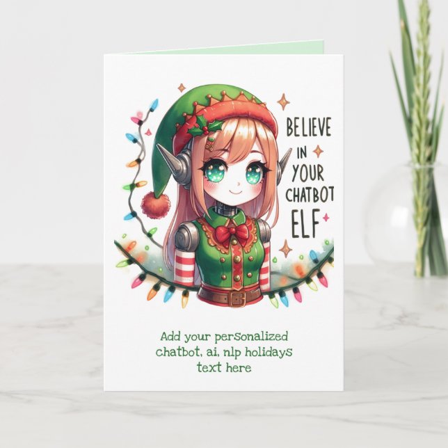 Funny Ai Chatbot Elf Greeting Card Corporate (Front)