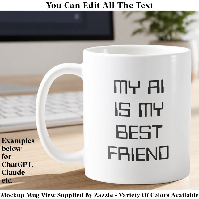 Funny AI/Chatbot Geeky Tech Enthusiast Custom Grey Coffee Mug (Creator Uploaded)