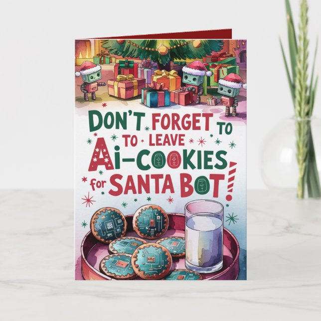 Funny Ai Chatbot Santa Greeting Card Corporate (Front)