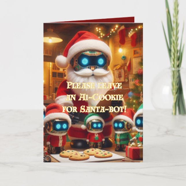 Funny Ai Chatbot Santa Greeting Card Corporate (Front)