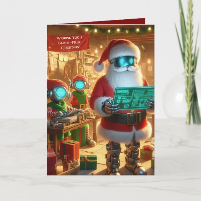 Funny Ai Chatbot Santa Greeting Card Corporate (Front)