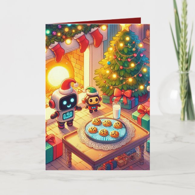 Funny Ai Chatbot Santa Greeting Card Corporate (Front)