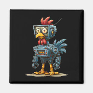Funny Ai Chicken Costume With Tv For Robots Lovers Magnet