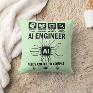 Funny AI Engineer Coding Programmer Developer Tech Cushion