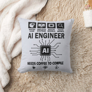 Funny AI Engineer Coding Programmer Developer Tech Cushion
