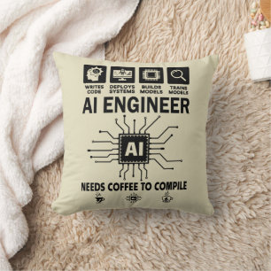 Funny AI Engineer Coding Programmer Developer Tech Cushion