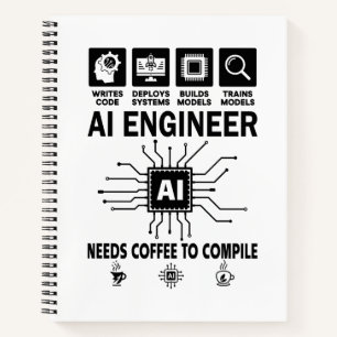 Funny AI Engineer Coding Programmer Developer Tech Notebook