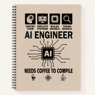 Funny AI Engineer Coding Programmer Developer Tech Notebook