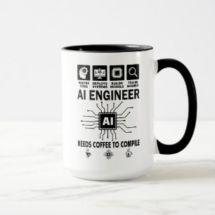 Funny AI Engineer Lover Needs Coffee To Compile Mug