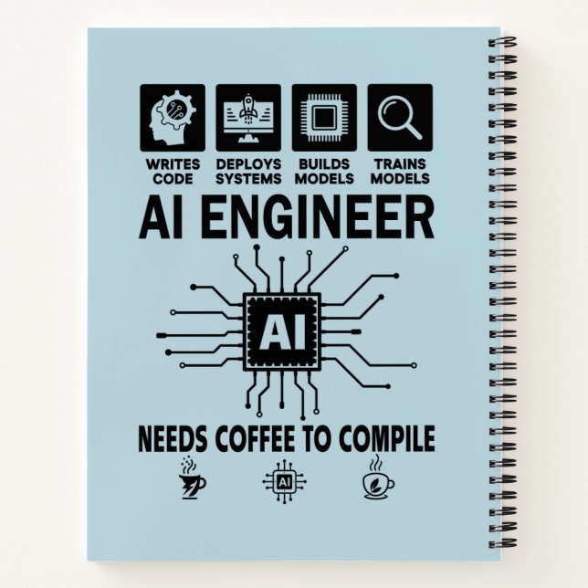 Funny AI Engineer Lover Needs Coffee To Compile Notebook (Back)