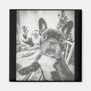Funny Ai French Bulldog Selfie With Santa Claus Ch Magnet