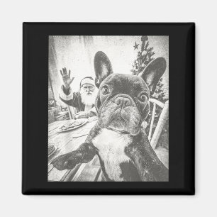 Funny Ai French Bulldog Selfie With Santa Claus Ch Magnet