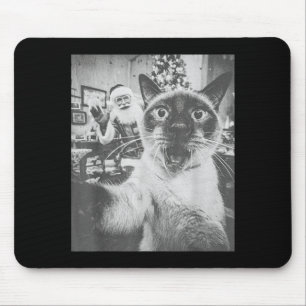 Funny Ai Siamese Cat Selfie With Santa Claus Chris Mouse Pad