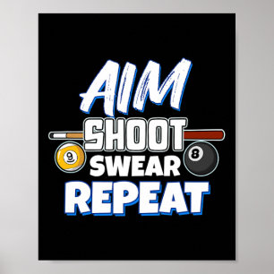 Funny Aim Pool Player Gift Billiard Poster