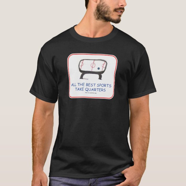 Funny Air Hockey Slogan Cartoon Art T-Shirt (Front)