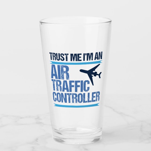 Funny Air Traffic Controller Glass (Front)