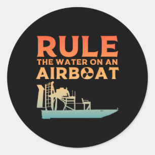 Funny Airboat Art For Men Women Boat Captain Boati Classic Round Sticker