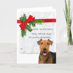 Funny Airedale Boy Christmas Card