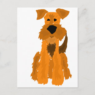 Funny Airedale Terrier Dog Art Postcard