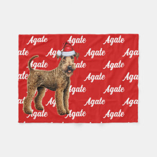 Funny Airedale Terrier Name Patterned Christmas Fleece Blanket