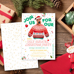 Funny Airedale Terrier Ugly Sweater Xmas Party Invitation