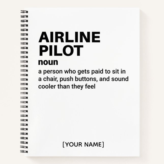 Funny Airline Pilot Definition Journal (Front)