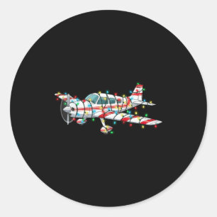 Funny Airplane Christmas Graphics Lights Lover Lon Classic Round Sticker