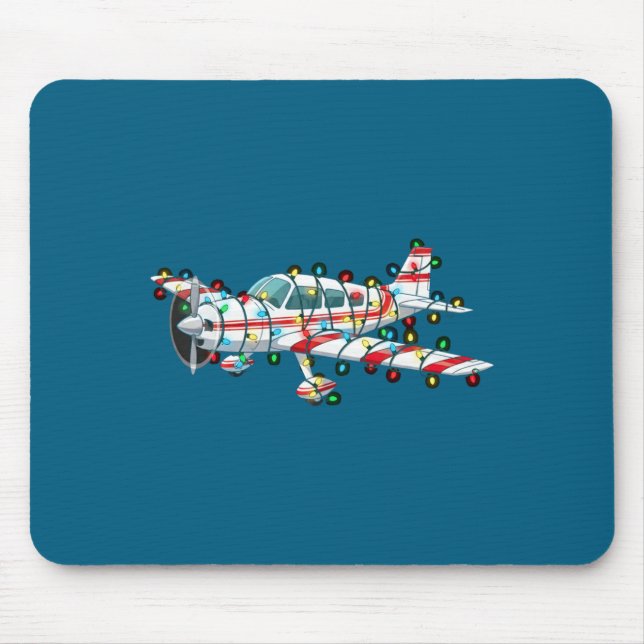 Funny Airplane Christmas Graphics Lights Lover Lon Mouse Pad (Front)