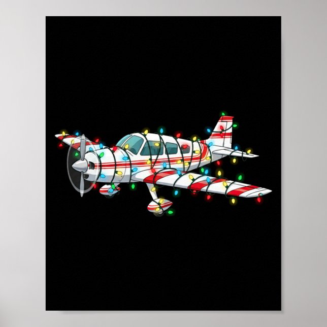 Funny Airplane Christmas Graphics Lights Lover Lon Poster (Front)