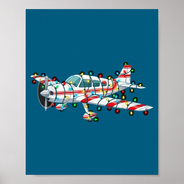 Funny Airplane Christmas Graphics Lights Lover  Poster (Front)
