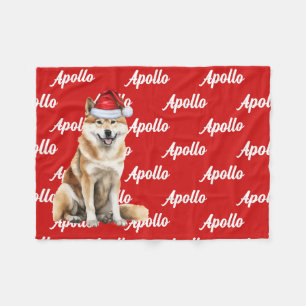 Funny Akita Dog Name Patterned Christmas Fleece Blanket