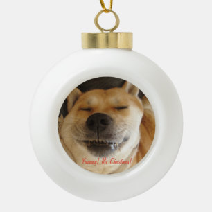 funny akita dog with cute smile for christmas orna ceramic ball christmas ornament