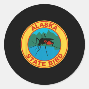 Funny Alaska State Bird Mosquito Classic Round Sticker