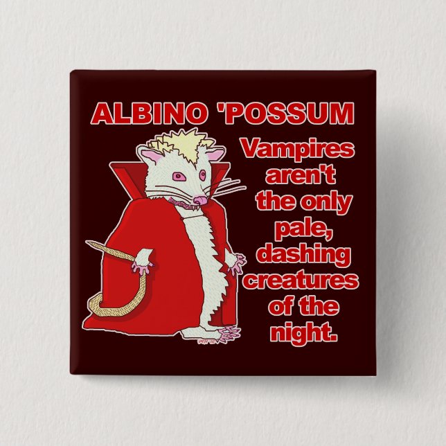 Funny Albino Possum Vampire Animal 15 Cm Square Badge (Front)