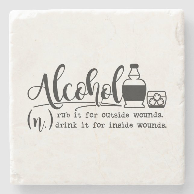 Funny Alcohol Definition Quote Stone Coaster (Front)