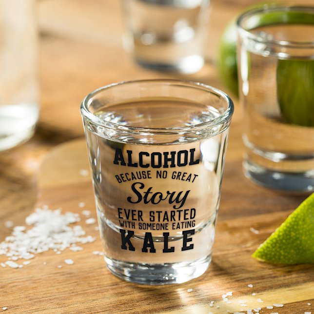 Funny Alcohol Versus Kale Quote Text Shot Glass (Creator Uploaded)