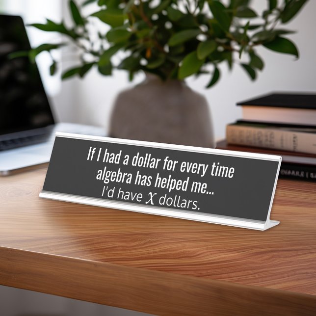 Funny Algebra Teacher Quote - I'd have x dollars Desk Name Plate (Funny Desk Name Plate - Great Teacher Appreciation Gift or Classroom Decor)