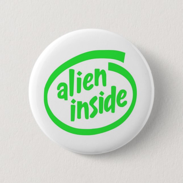Funny alien 6 cm round badge (Front)
