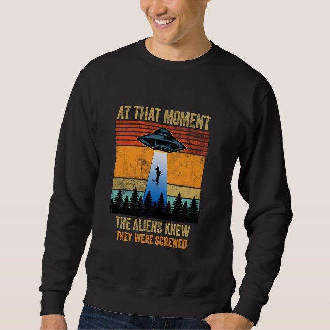 Funny Alien Abduction Malinois Dutch Shepherd UFO  Sweatshirt (Front)